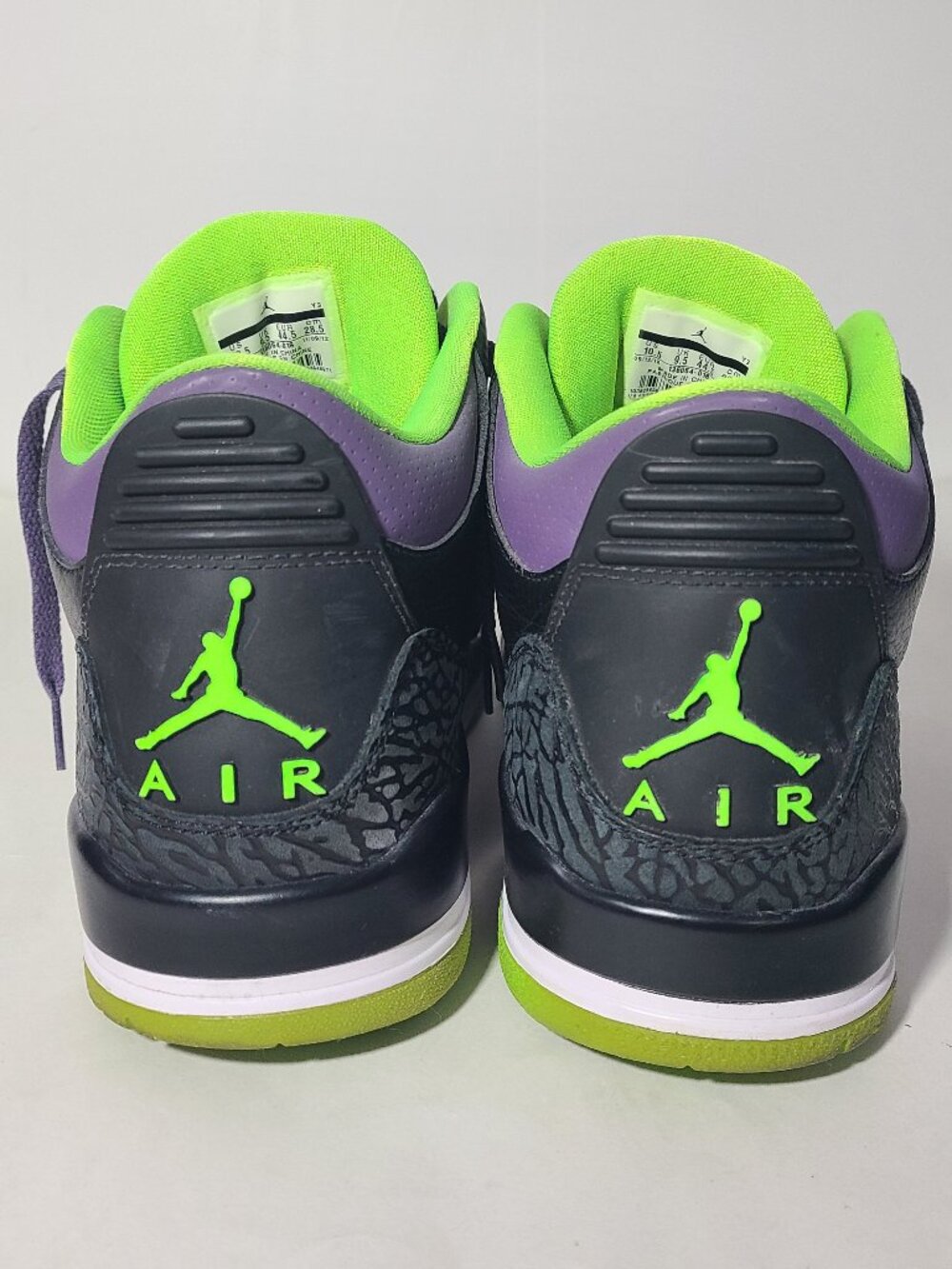 Air Jordan 3 Retro Joker Purple Green Black Men's Shoes Size 10.5 (136064-018) - Picture 7 of 8